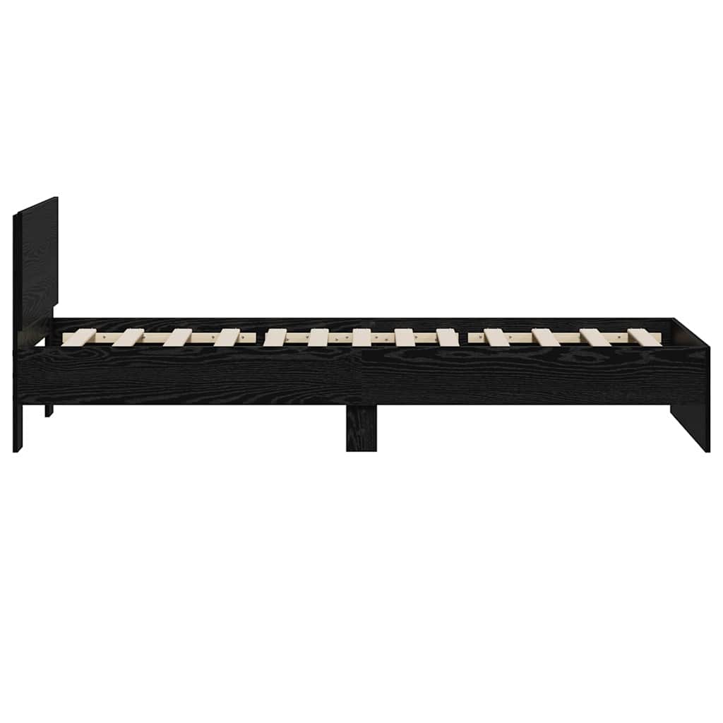 vidaXL Bettrahmen Schwarz Eichen-Optik 90 x 190 cm Holzwerkstoff