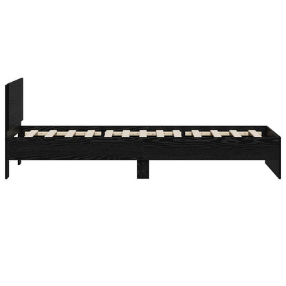 vidaXL Bettrahmen Schwarz Eichen-Optik 90 x 190 cm Holzwerkstoff