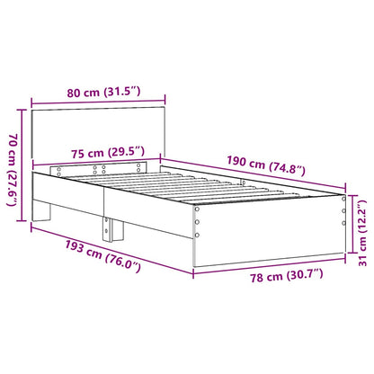 Bettrahmen mit Kopfteil Artisan-Eiche 75 x 190 cm Holzwerkstoff