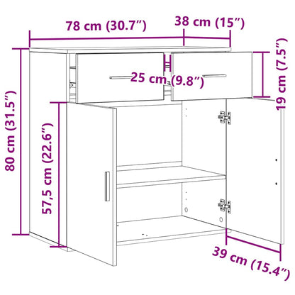 Sideboard Artisan-Eiche 78 x 38 x 80 cm Holzwerkstoff