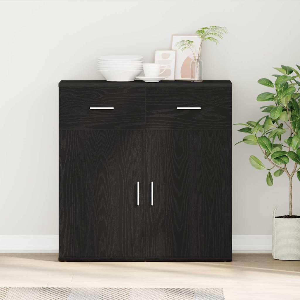 vidaXL Buffet noir aspect chêne 78 x 38 x 80 cm Bois d'ingénierie