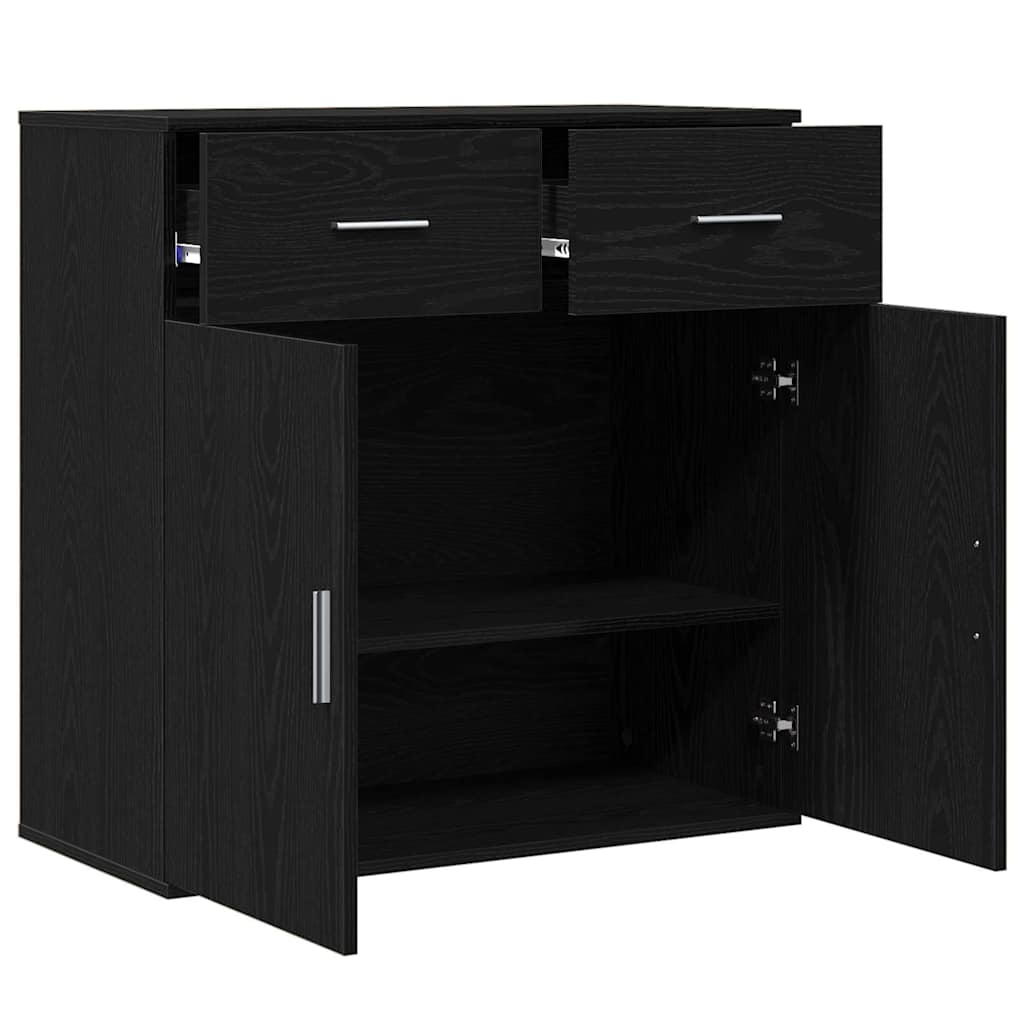 vidaXL Buffet noir aspect chêne 78 x 38 x 80 cm Bois d'ingénierie