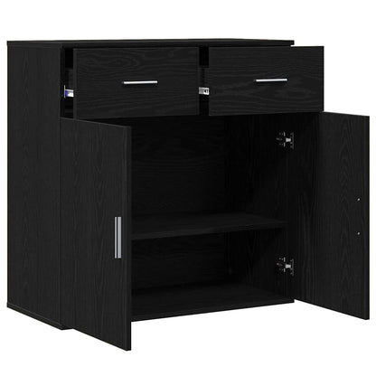 vidaXL Buffet noir aspect chêne 78 x 38 x 80 cm Bois d'ingénierie