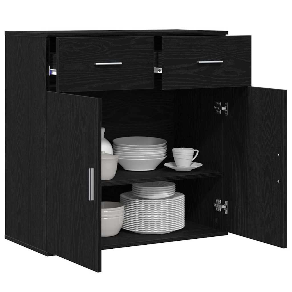 vidaXL Buffet noir aspect chêne 78 x 38 x 80 cm Bois d'ingénierie