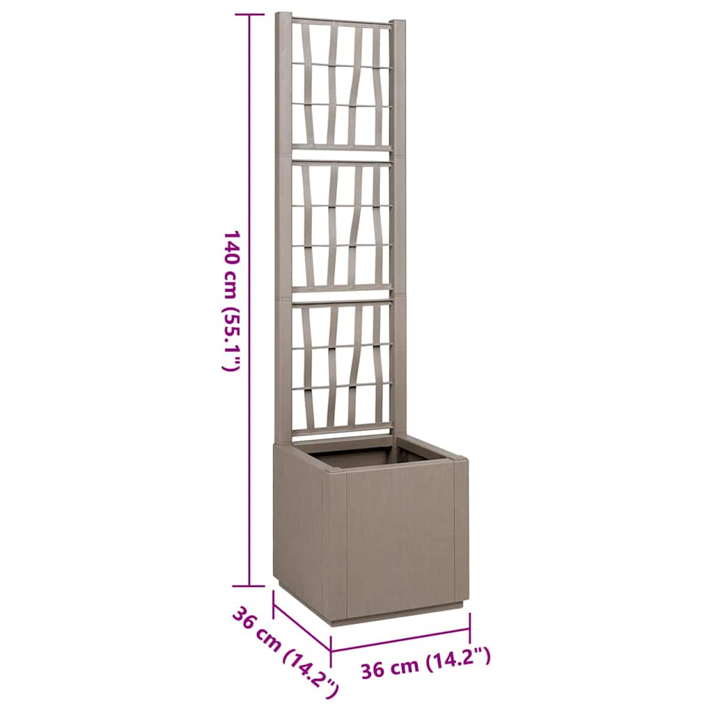 Blumenkiste Hellbraun 36 x 36 x 140 cm Kunststoff