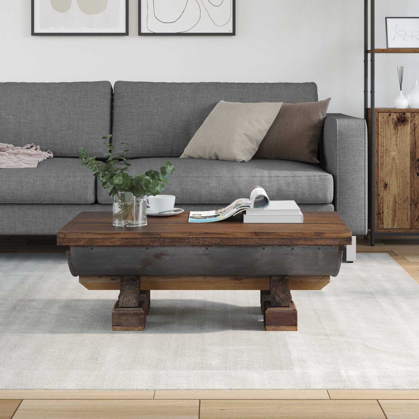 vidaXL Couchtisch Natur 90 x 50 x 35 cm Holz