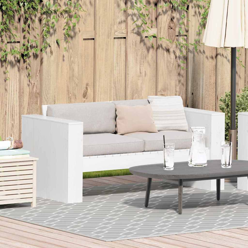Garten-Sofa Weiß 134 x 60 x 62 cm Massives Kiefernholz