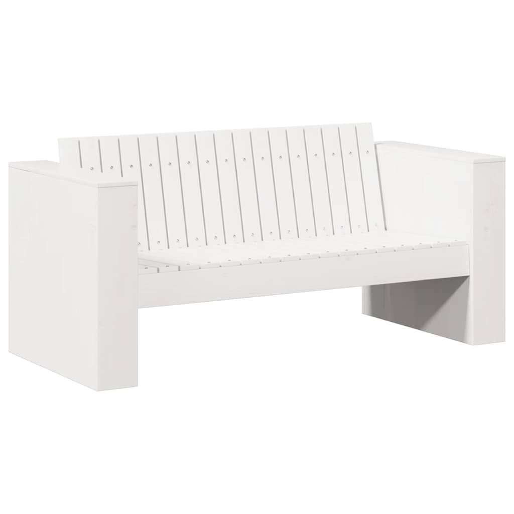 Garten-Sofa Weiß 134 x 60 x 62 cm Massives Kiefernholz