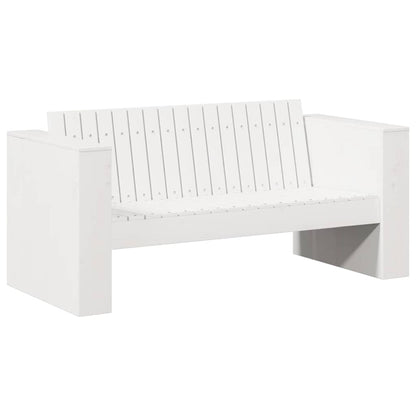 Garten-Sofa Weiß 134 x 60 x 62 cm Massives Kiefernholz