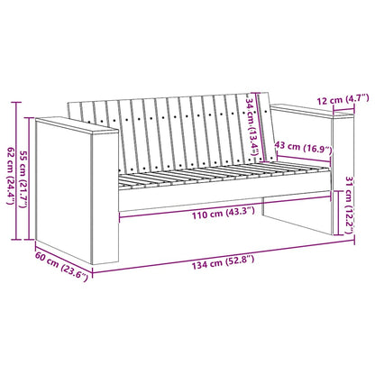 Garten-Sofa Grün 134 x 60 x 62 cm Massives Kiefernholz