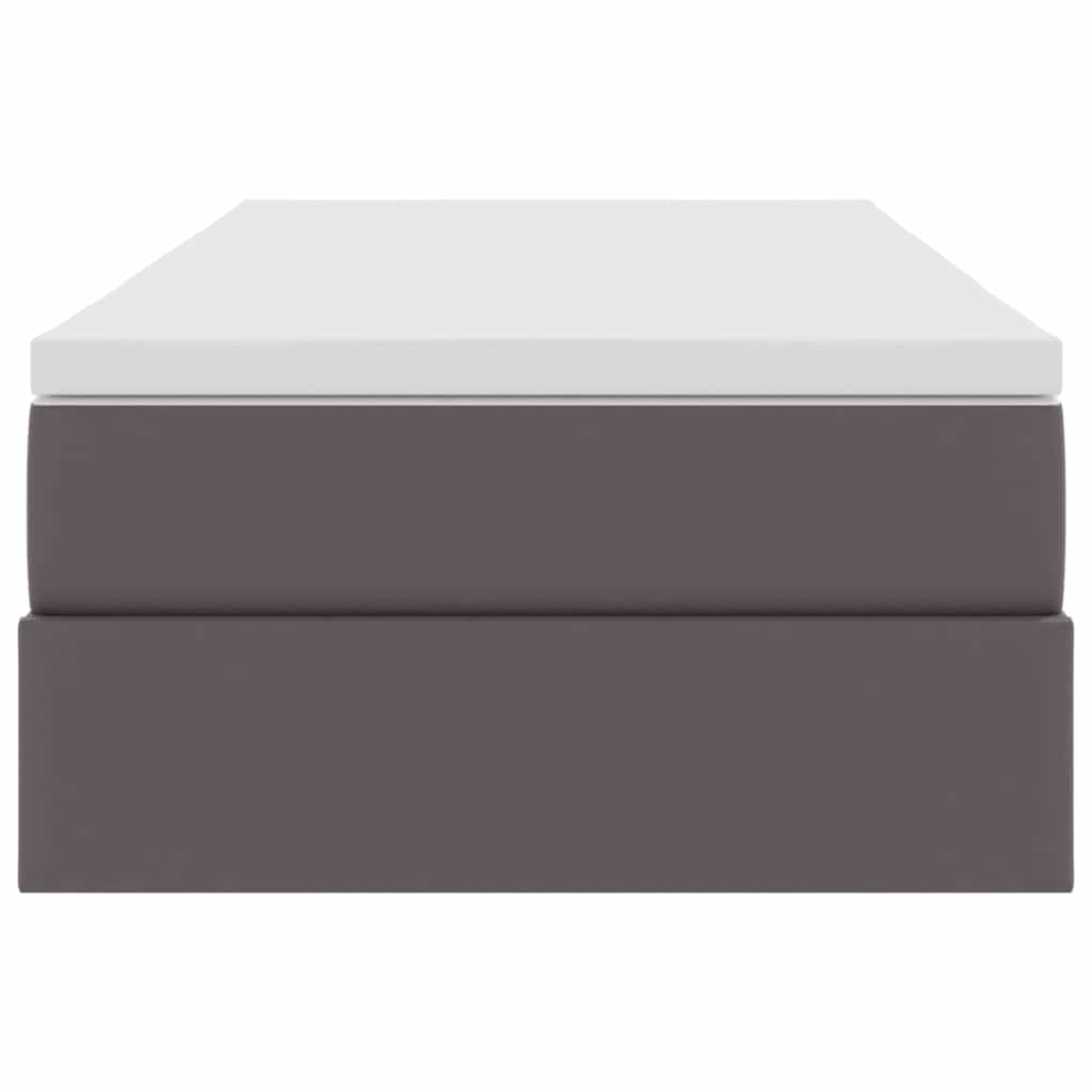 Aufbewahrungsbett mit Matratze Grau 90 x 200 cm Kunstleder