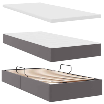 Aufbewahrungsbett mit Matratze Grau 90 x 200 cm Kunstleder