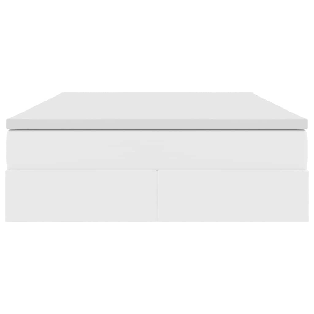 Aufbewahrungsbett mit Matratze Weiß 140 x 200 cm Kunstleder