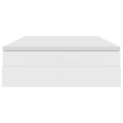 Aufbewahrungsbett mit Matratze Weiß 140 x 200 cm Kunstleder