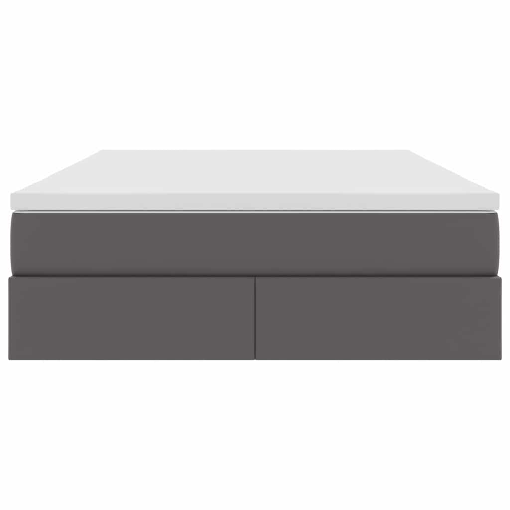 Aufbewahrungsbett mit Matratze Grau 140 x 200 cm Kunstleder