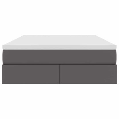Aufbewahrungsbett mit Matratze Grau 140 x 200 cm Kunstleder