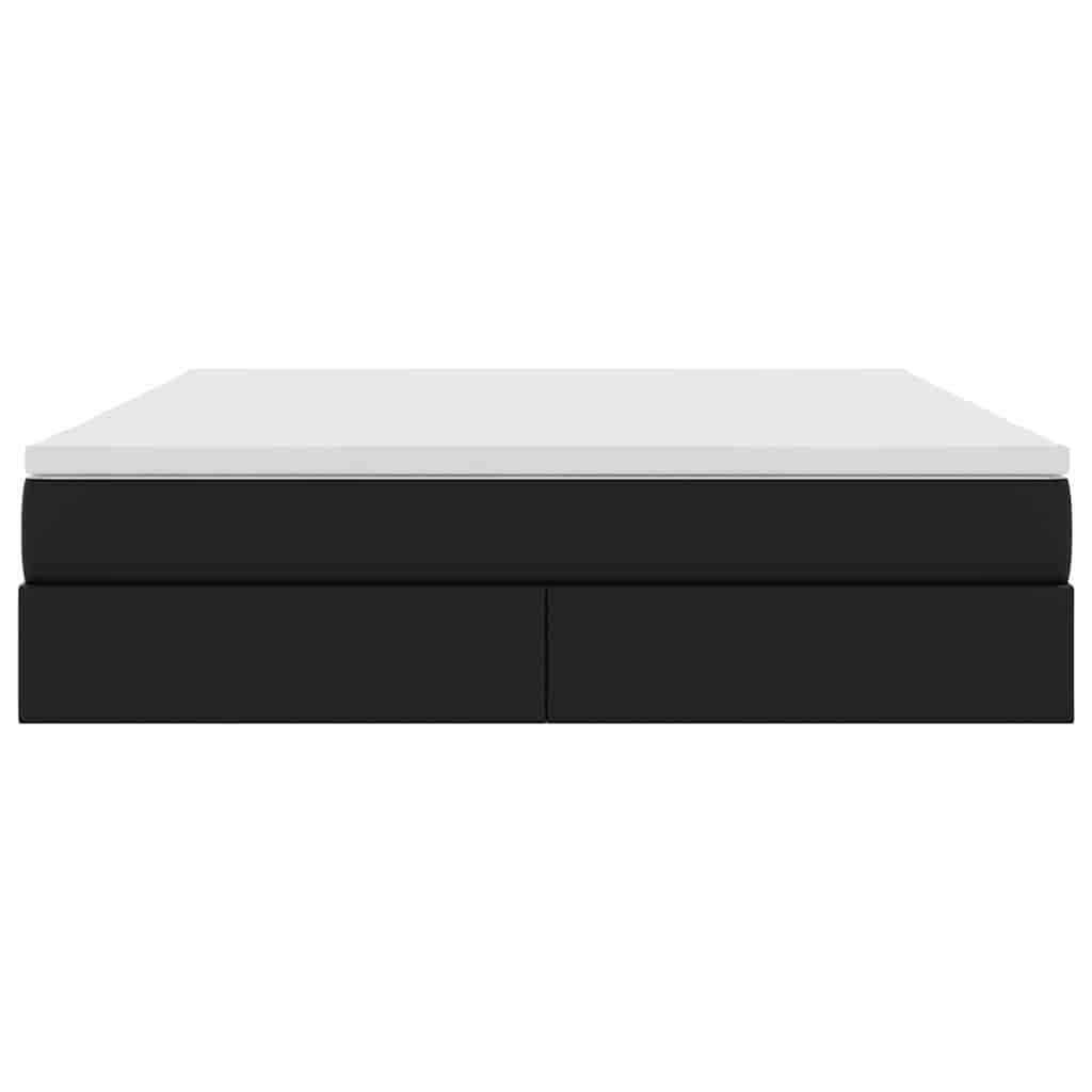 Aufbewahrungsbett mit Matratze Schwarz 160 x 200 cm Kunstleder