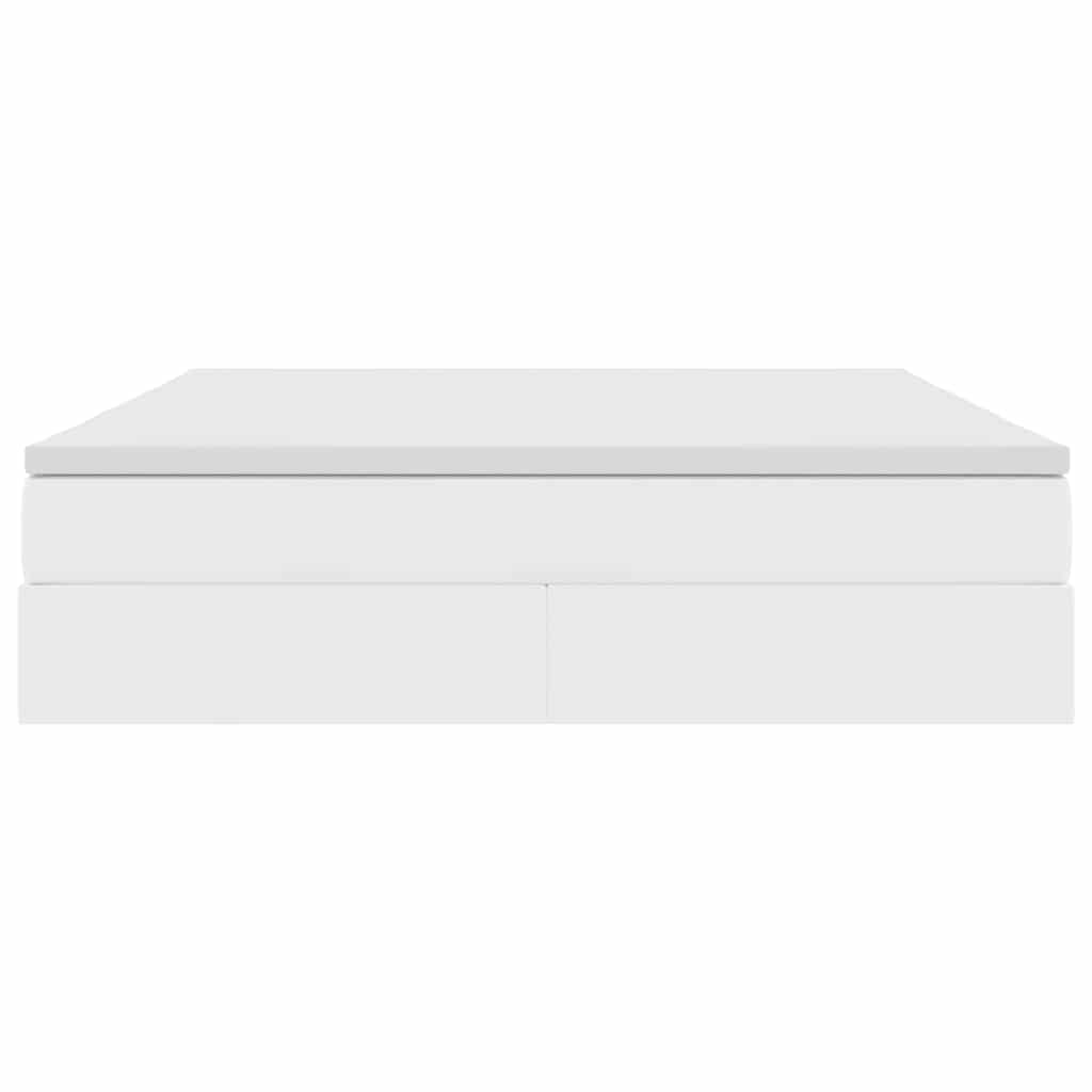 Aufbewahrungsbett mit Matratze Weiß 160 x 200 cm Kunstleder