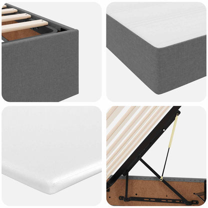 vidaXL Lit de rangement avec matelas Gris foncé 90 x 190 cm Polyester