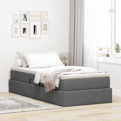 vidaXL Lit de rangement avec matelas Gris foncé 90 x 190 cm Polyester