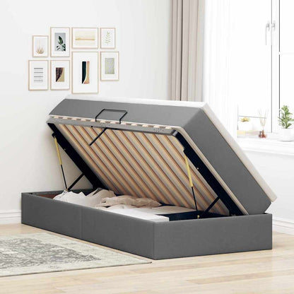 vidaXL Lit de rangement avec matelas Gris foncé 90 x 190 cm Polyester