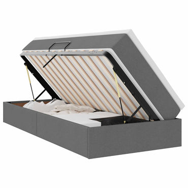 vidaXL Lit de rangement avec matelas Gris foncé 90 x 190 cm Polyester