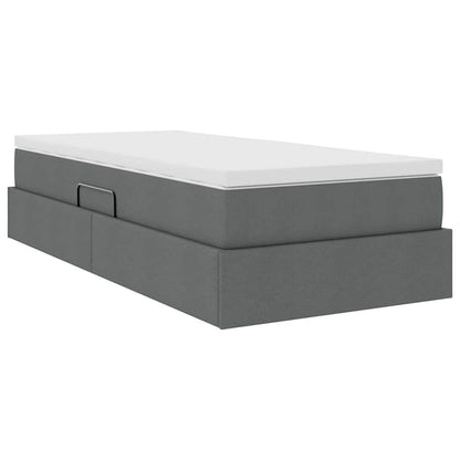 vidaXL Lit de rangement avec matelas Gris foncé 90 x 190 cm Polyester