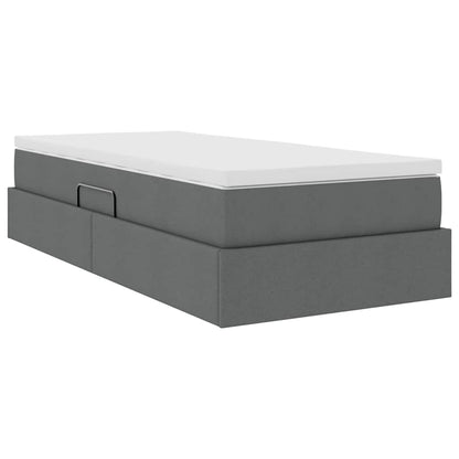 vidaXL Lit de rangement avec matelas Gris foncé 90 x 190 cm Polyester