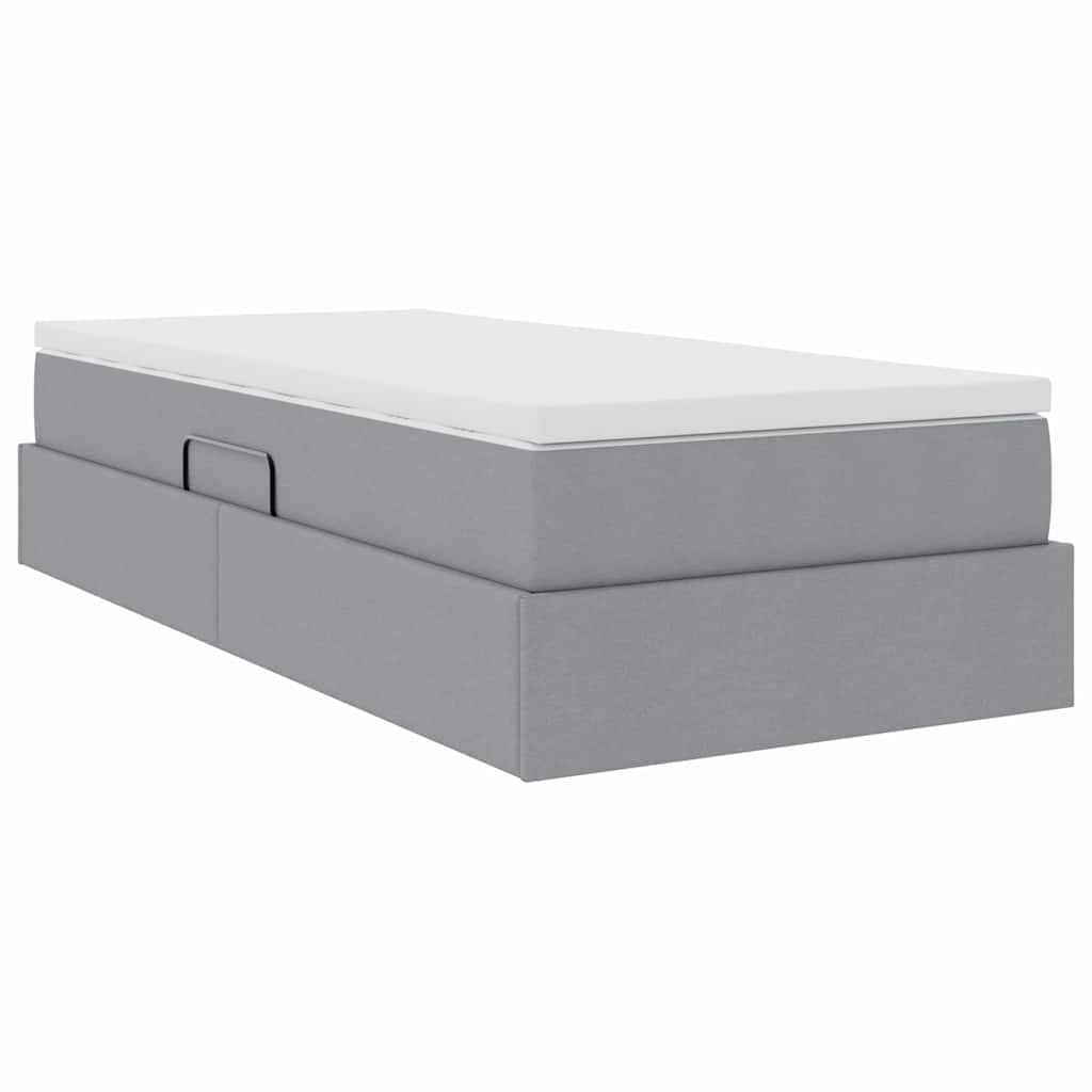 vidaXL Aufbewahrungsbett mit Matratze Hellgrau 100 x 200 cm Polyester
