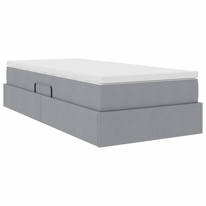vidaXL Aufbewahrungsbett mit Matratze Hellgrau 100 x 200 cm Polyester