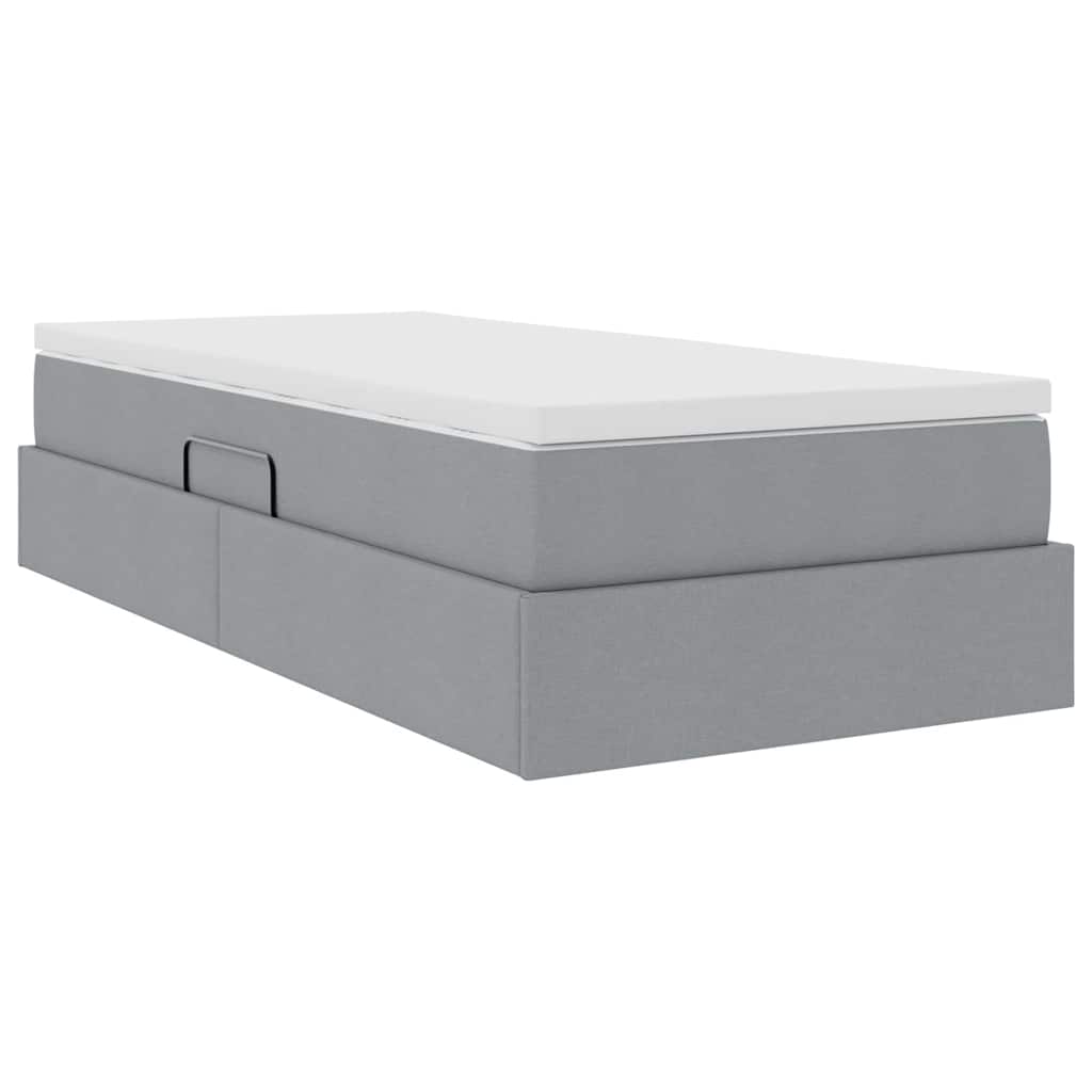 vidaXL Aufbewahrungsbett mit Matratze Hellgrau 100 x 200 cm Polyester