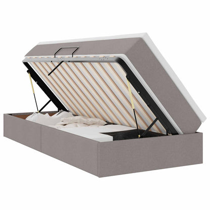 Aufbewahrungsbett mit Matratze Taupe 100 x 200 cm Polyester