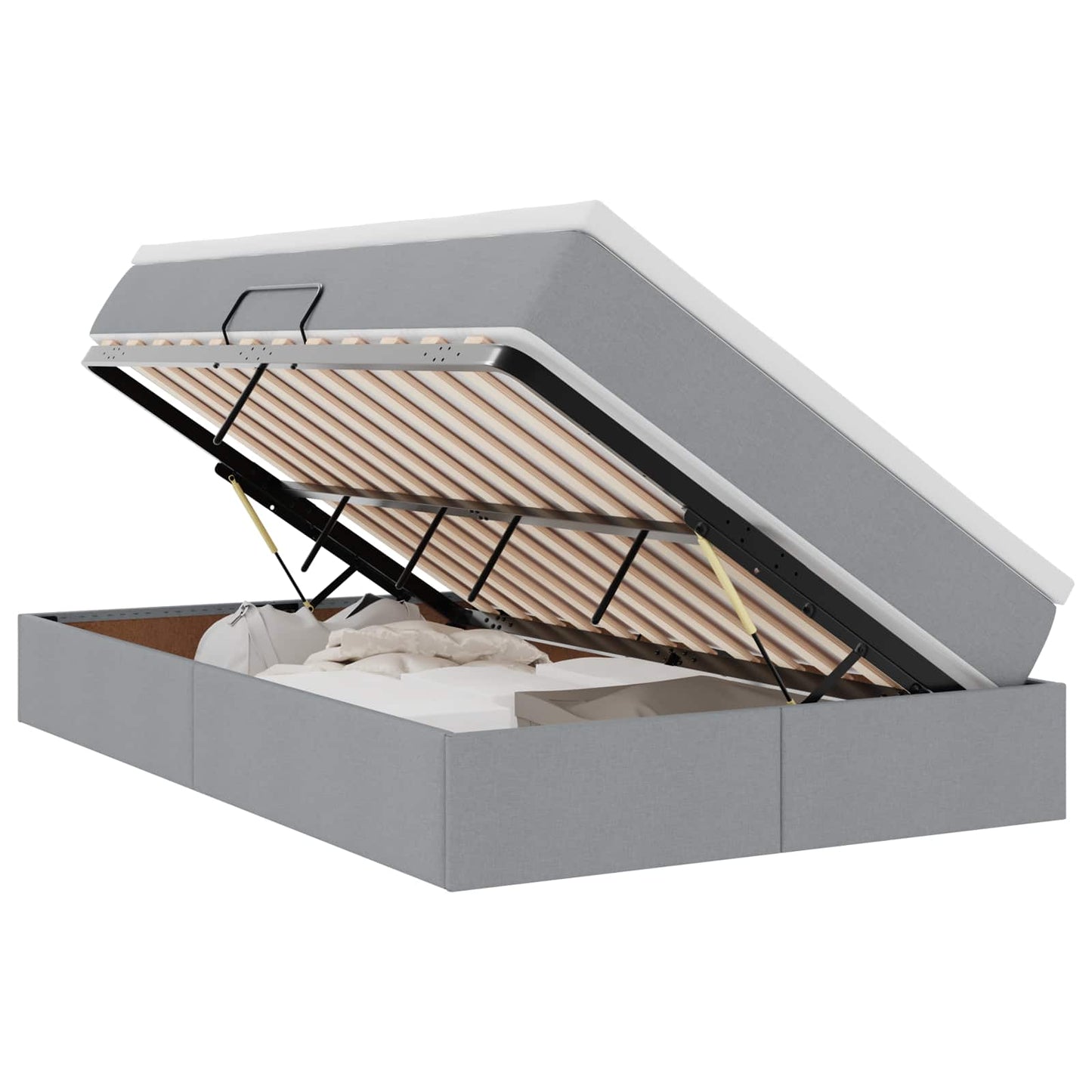 Aufbewahrungsbett mit Matratze Hellgrau 120 x 200 cm Polyester