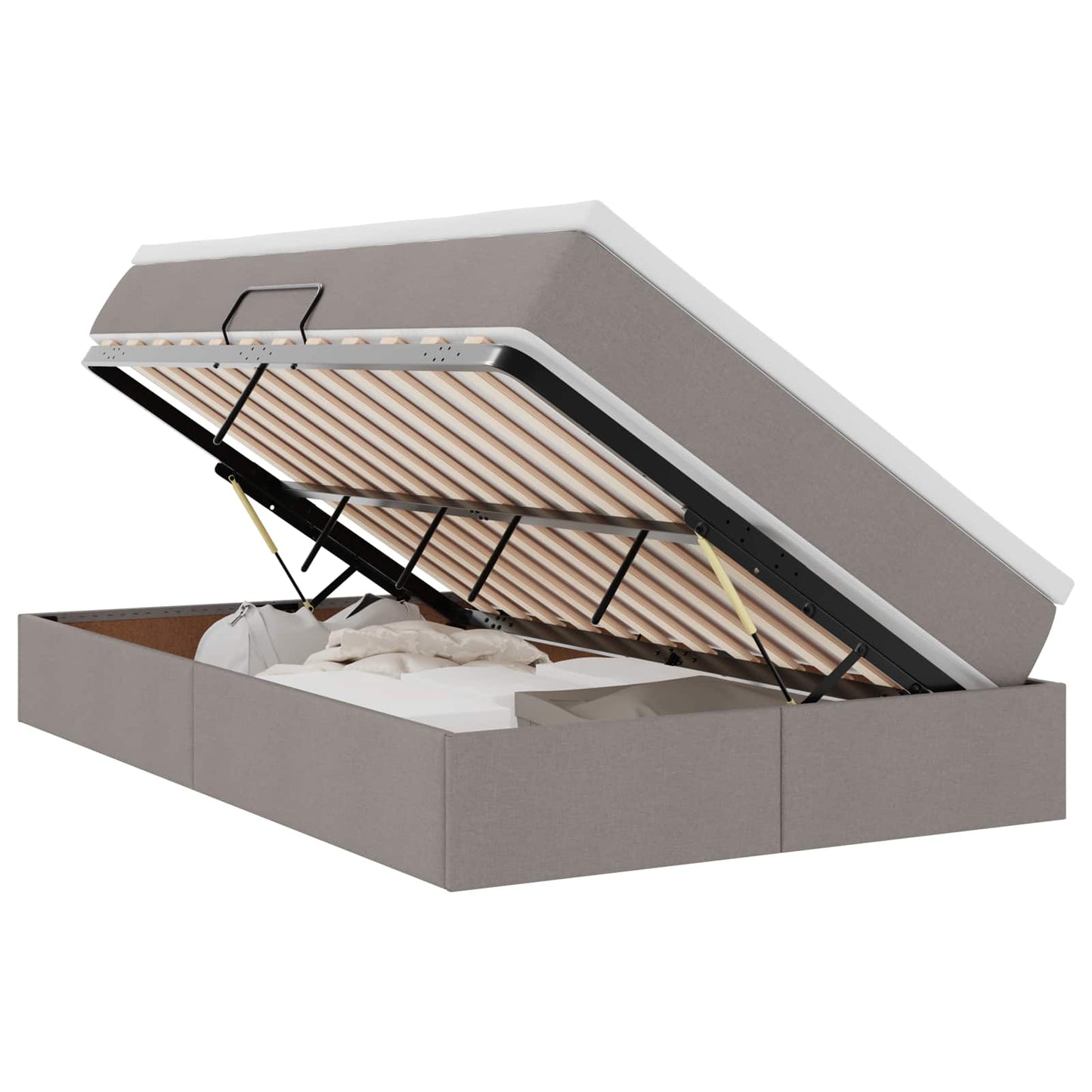 Aufbewahrungsbett mit Matratze Taupe 120 x 200 cm Polyester