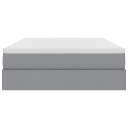 Aufbewahrungsbett mit Matratze Hellgrau 140 x 190 cm Polyester