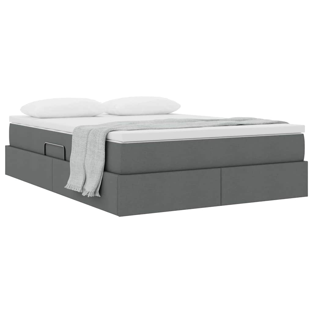 Aufbewahrungsbett mit Matratze Dunkelgrau 140 x 190 cm