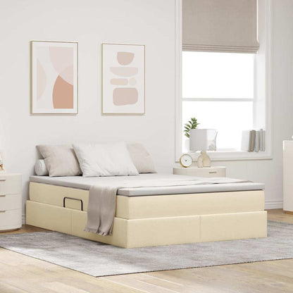 vidaXL Aufbewahrungsbett mit Matratze Creme 140 x 190 cm Polyester