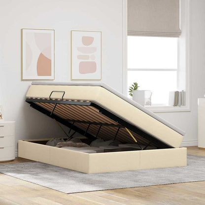 vidaXL Aufbewahrungsbett mit Matratze Creme 140 x 190 cm Polyester