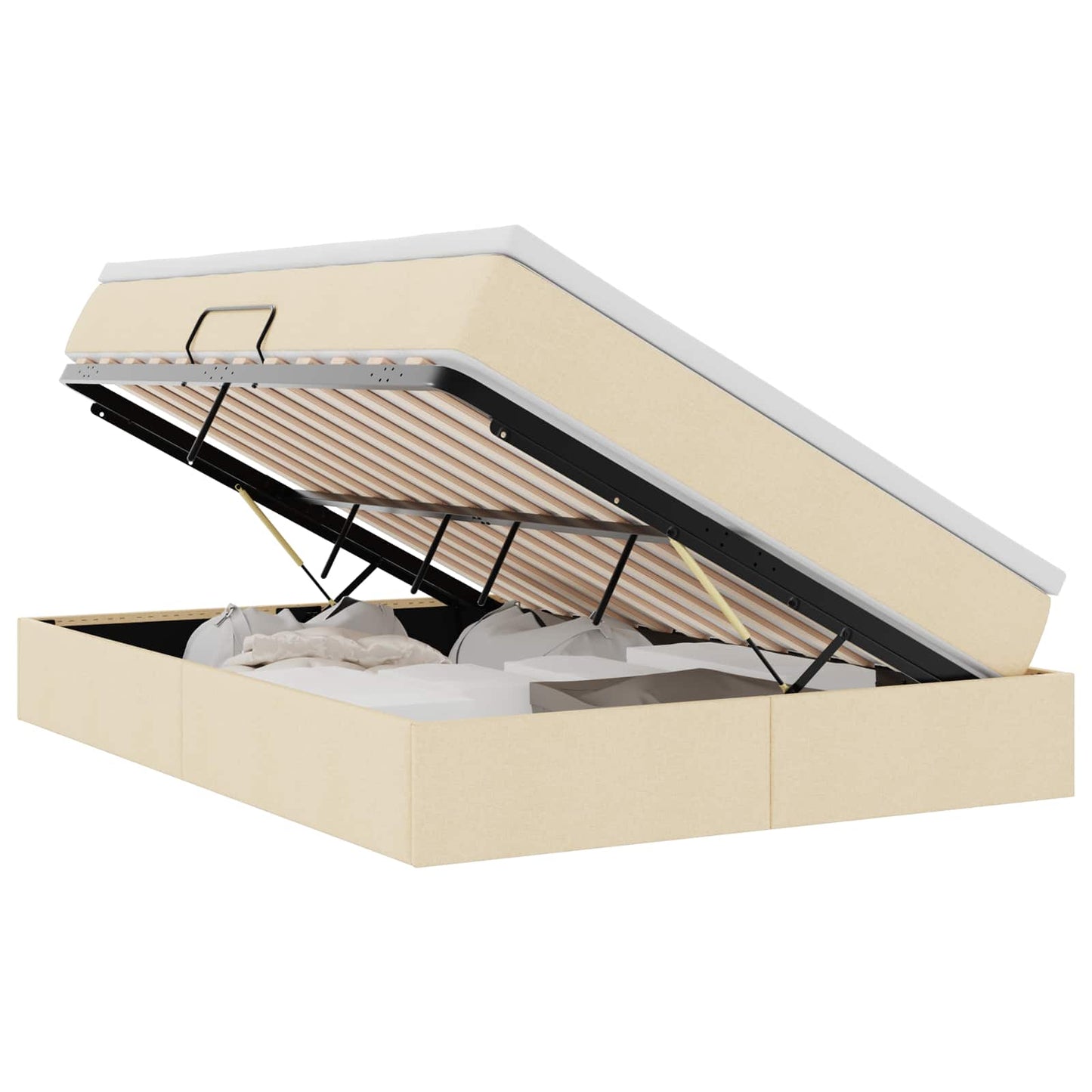 vidaXL Aufbewahrungsbett mit Matratze Creme 140 x 190 cm Polyester