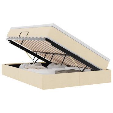 vidaXL Aufbewahrungsbett mit Matratze Creme 140 x 190 cm Polyester