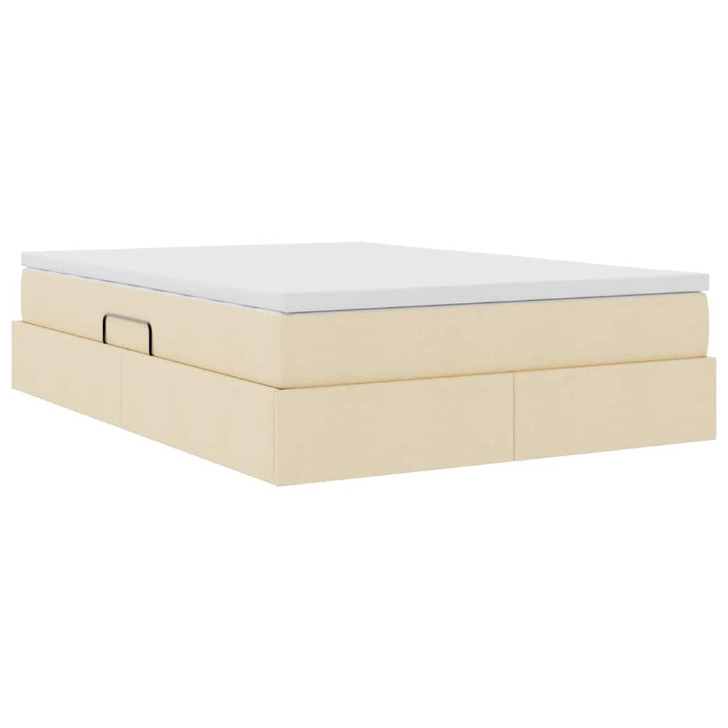 vidaXL Aufbewahrungsbett mit Matratze Creme 140 x 190 cm Polyester