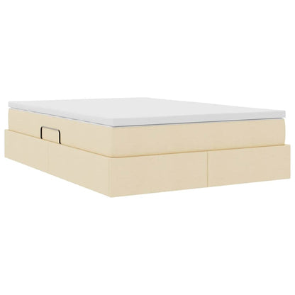 vidaXL Aufbewahrungsbett mit Matratze Creme 140 x 190 cm Polyester