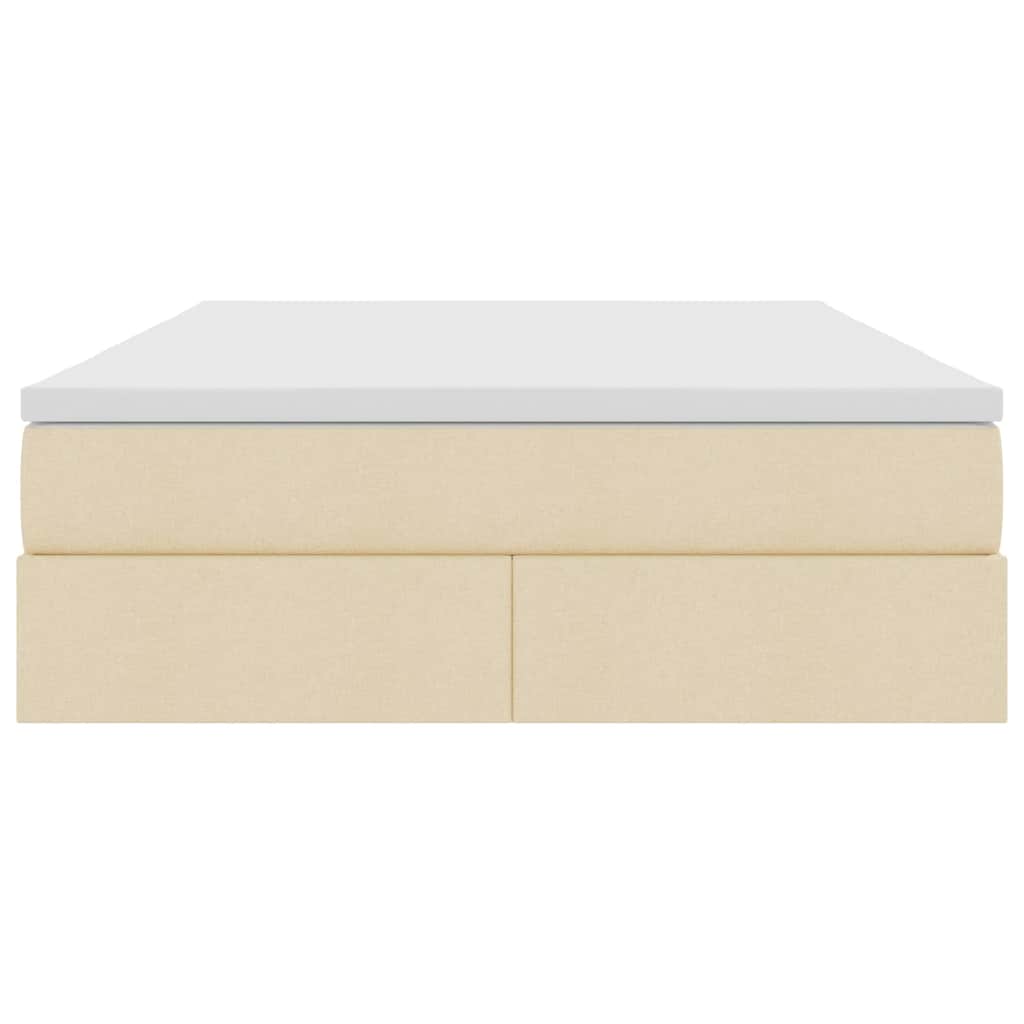 vidaXL Aufbewahrungsbett mit Matratze Creme 140 x 190 cm Polyester