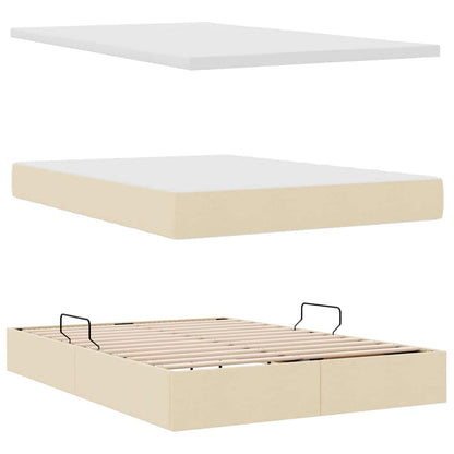 vidaXL Aufbewahrungsbett mit Matratze Creme 140 x 190 cm Polyester