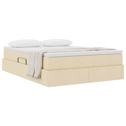 vidaXL Aufbewahrungsbett mit Matratze Creme 140 x 190 cm Polyester
