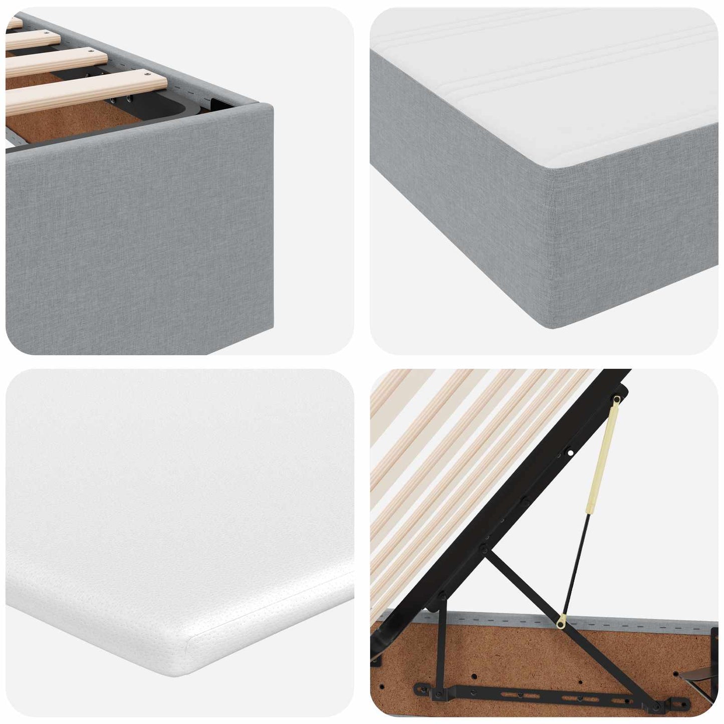 Aufbewahrungsbett mit Matratze Hellgrau 160 x 200 cm Polyester