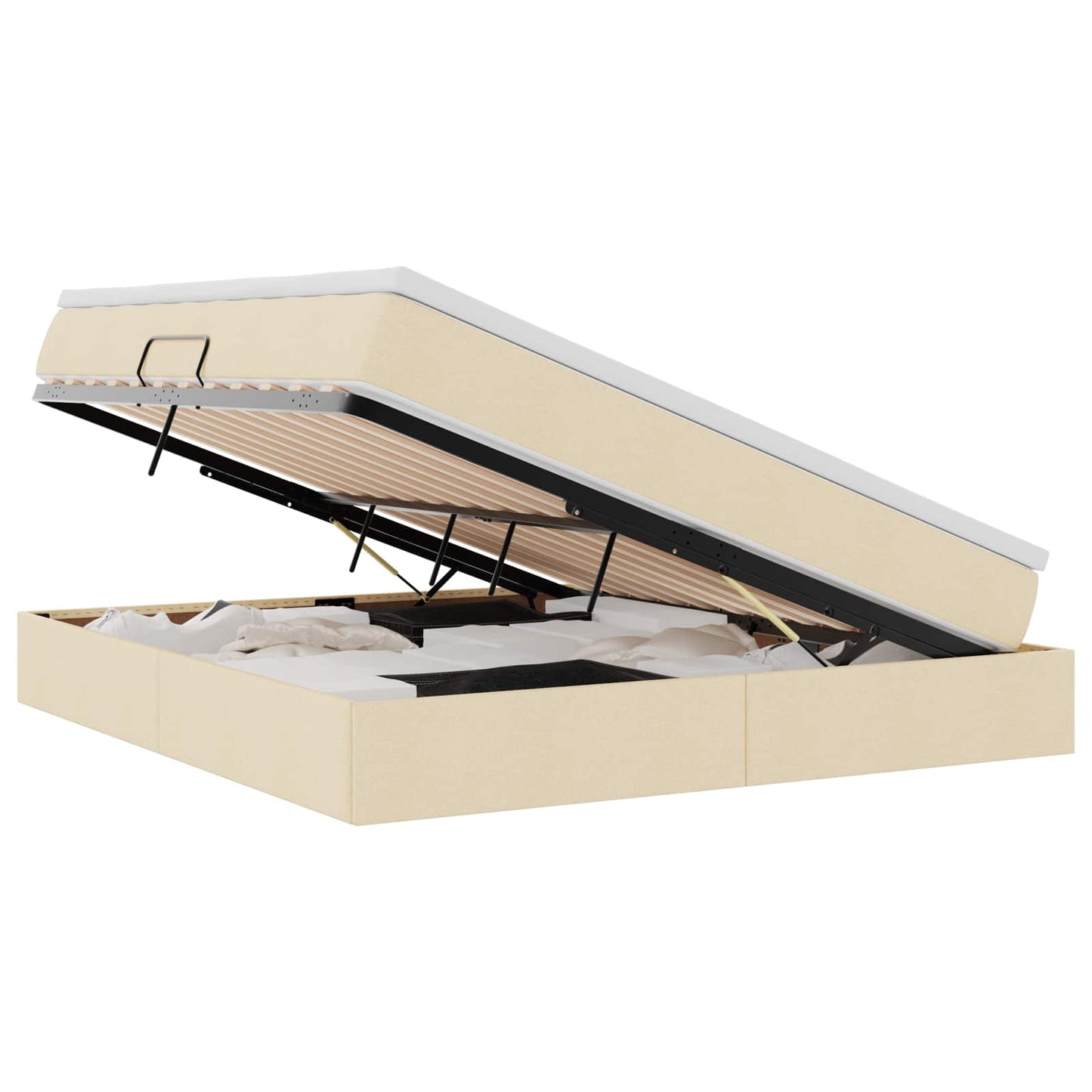 Aufbewahrungsbett mit Matratze Creme 160 x 200 cm Polyester