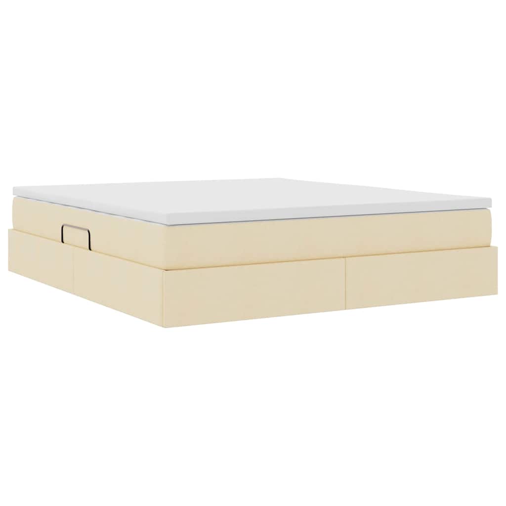 Aufbewahrungsbett mit Matratze Creme 160 x 200 cm Polyester