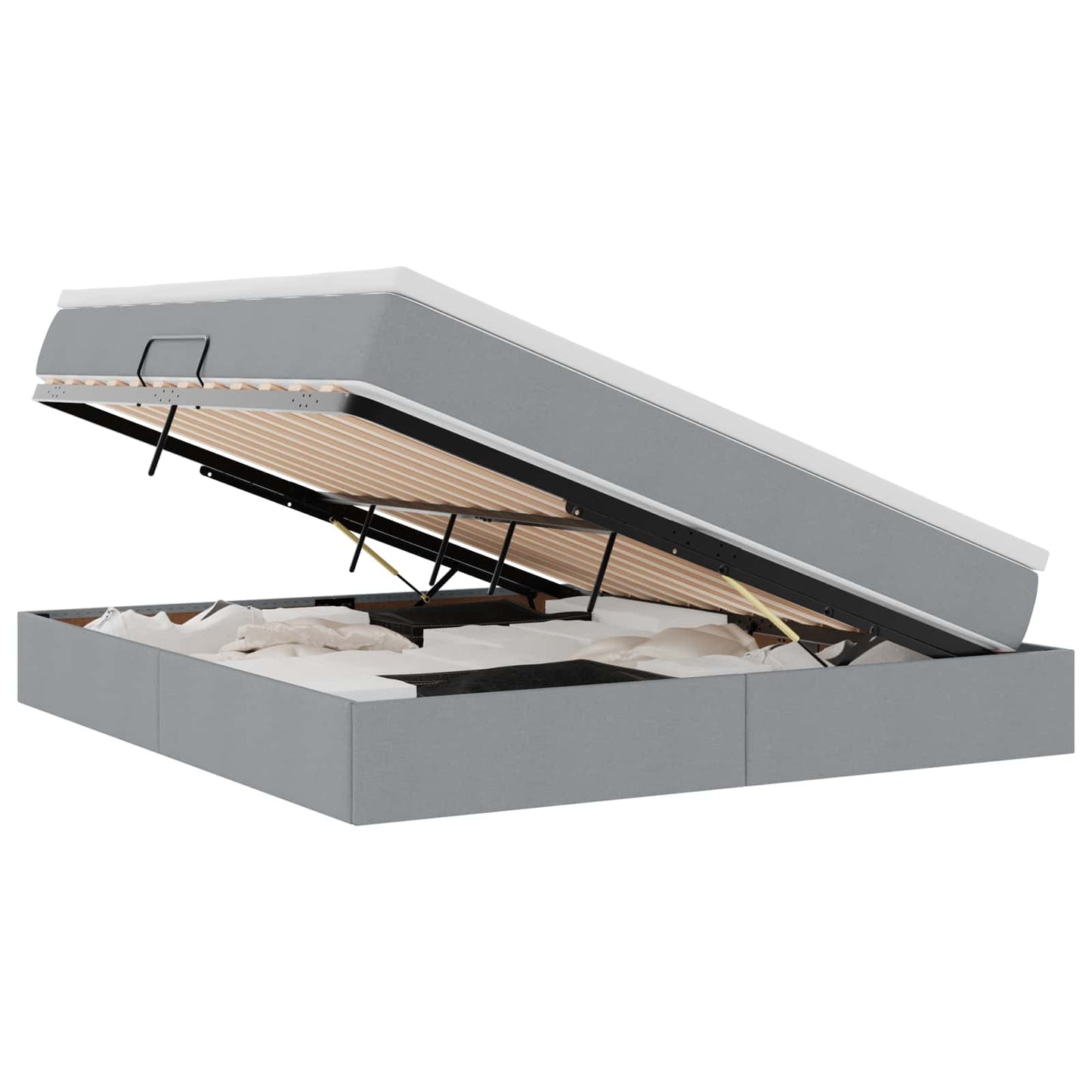 Aufbewahrungsbett mit Matratze Hellgrau 180 x 200 cm Polyester