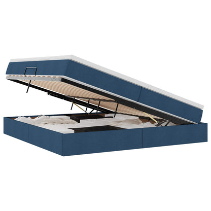 Aufbewahrungsbett mit Matratze Blau 200 x 200 cm Polyester